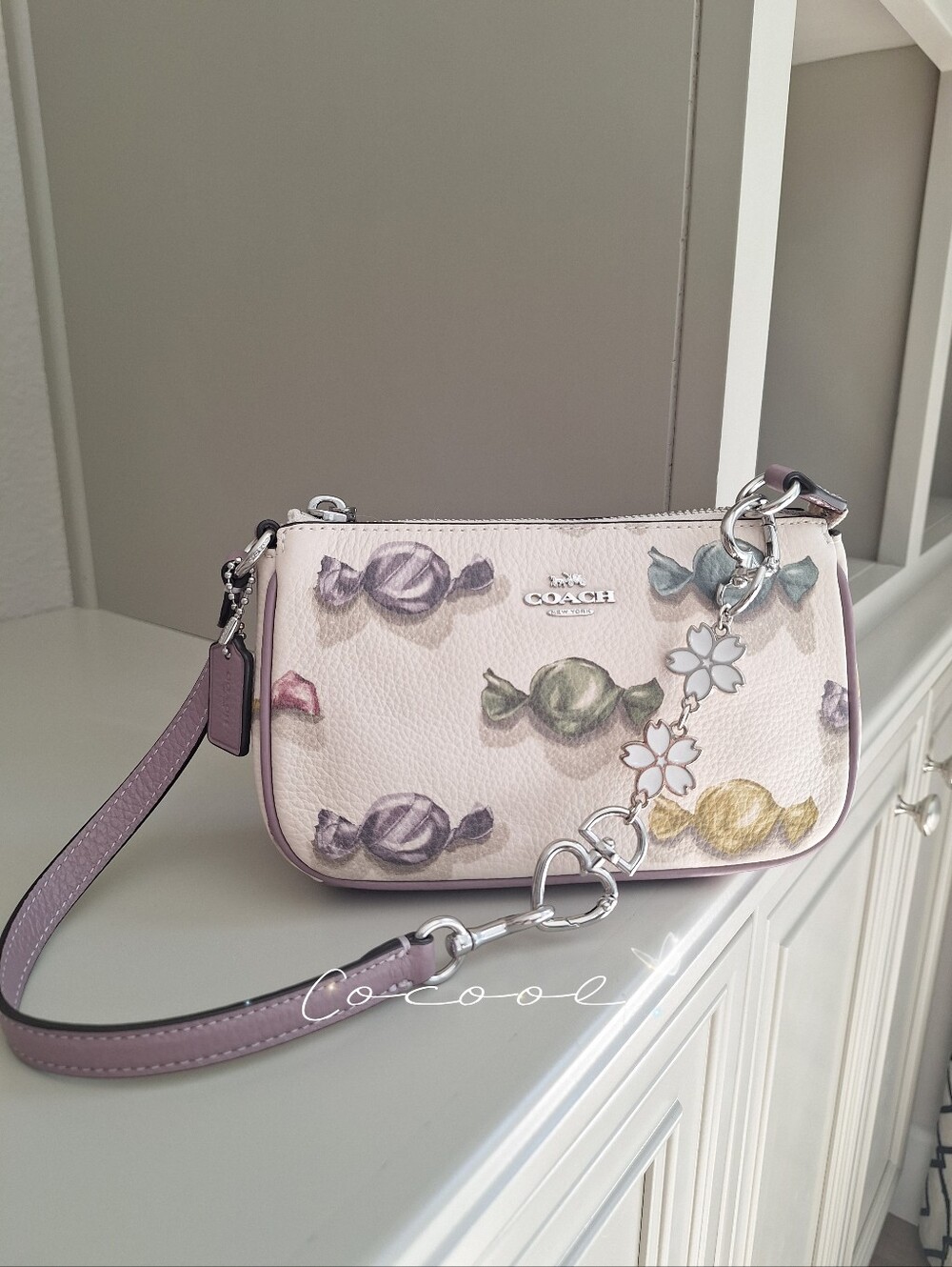 NWT Coach CDC26 Nolita 19 with Candy Print Pebble Leather Chalk/Jasmine